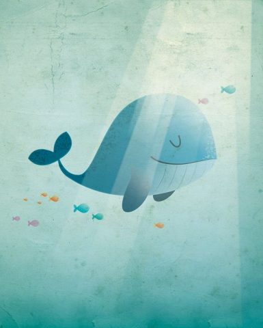Happy Whale - Irene Gough, vrolijke en originele posters voor de kinderkamer