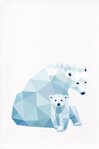 Geometric PolarBear - TinyKiwi, vrolijke en originele posters voor de kinderkamer