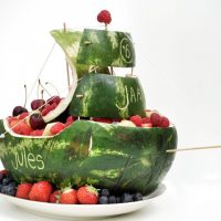 piratenboot van watermeloen